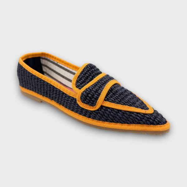 Moc. Punta Rafia Navy - Vivo Mandarina