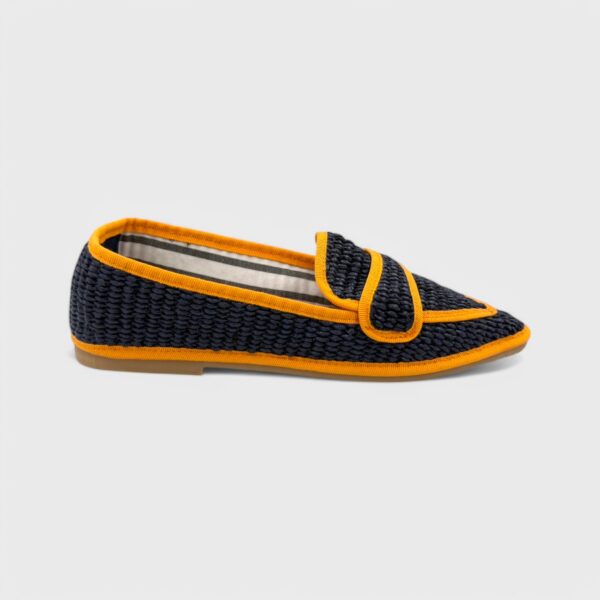 Moc. Punta Rafia Navy - Vivo Mandarina
